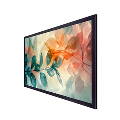 Beautiful Abstract Green Orange Multi Color Leaf nature Canvas Painting  Paintings