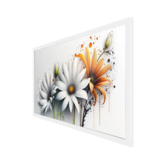 legant White and Orange Daisy Canvas Art for Modern Décor
