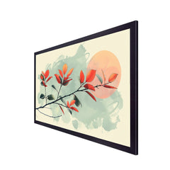 Autumn Breeze Minimalist Botanical Art With Warm Sunset Painting