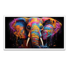 Graceful Strength Elephant Head in Vibrant Acrylic Canvas Wall Painting