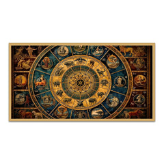 Astrology Astronomical Clock Closeup Zodiac Signs Canvas Wall Painting