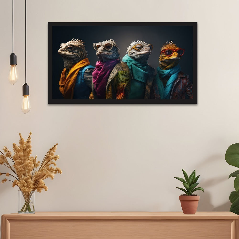 Cool Colorful Lizard 3D Acrylic Canvas Wall Painting