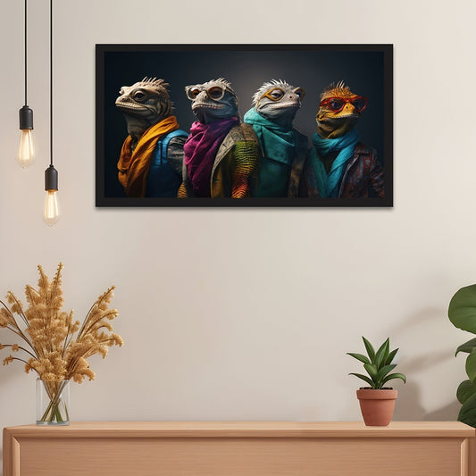 Cool Colorful Lizard 3D Acrylic Canvas Wall Painting