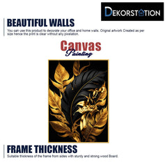 Black And Gold Tropical Leaves Canvas Wall Painting