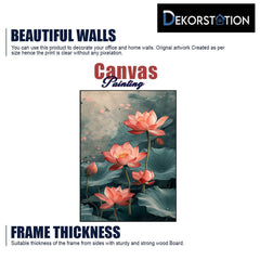 Elegant Lotus Blossom Canvas Wall Painting Tranquil Botanical Wall Art