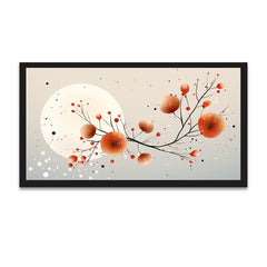 An Abstract Illustration Of A Branch With Red Flowers Canvas Wall Painting