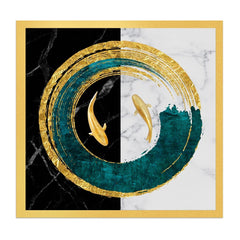 Abstract Goldfish Pattern Square Acrylic Canvas Wall Painting
