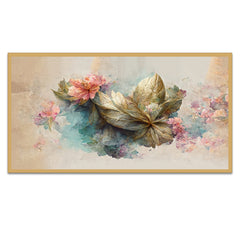 Luxurious Botanical Floral Elements Floating Frame Canvas Wall Painting