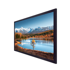 Siberean Snow Covered Mountains and Lake Yellow Autumn Beautiful Forest Floating Framed Canvas Painting