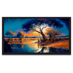 Wild African Tropical Jungle Floating Framed Canvas Wall Painting