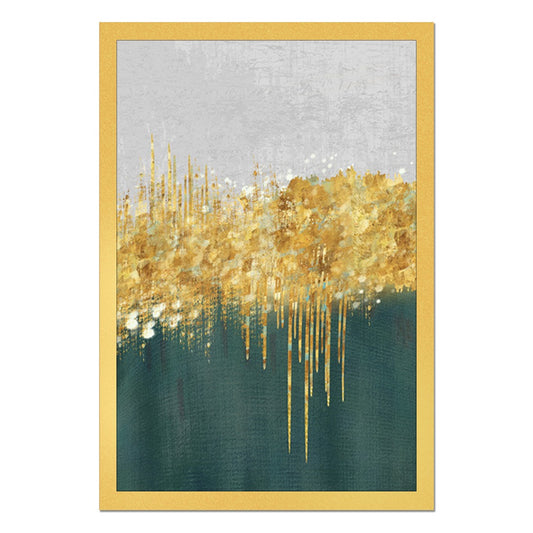 DEKORSTATION Abstract Gold Skyline Canvas Painting with Drip Effect | Modern Wall Art for Living Room Bedroom Office | Luxury Home Decor India