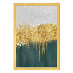 DEKORSTATION Abstract Gold Skyline Canvas Painting with Drip Effect | Modern Wall Art for Living Room Bedroom Office | Luxury Home Decor India