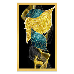 DEKORSTATION Modern Abstract Golden and green leaf Canvas Wall Painting | Modern Wall Decor For Living Room | Bedroom | Office | Drawing room