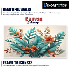 Elegant Botanical Bliss green and orange leaf Canvas wall painting Modern Tropical Leaf Wall Art for Sophisticated Decor