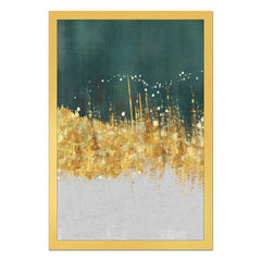DEKORSTATION Abstract Green & Gold Cityscape Canvas Painting | Modern Skyline Wall Art for Living Room Bedroom Office | Luxury Home Decor India