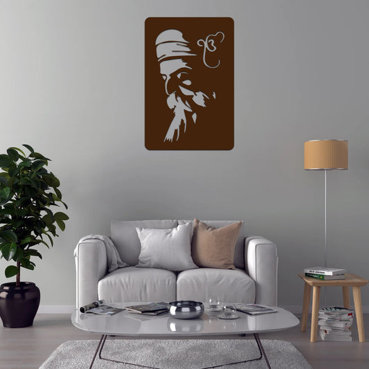 Laser Cut Guru Nanak Ji Wooden Brown Decorative LED Backlit for Home and Office Décor