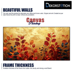 Multicolor Autumn Leaves On Golden Backgorund Canvas Wall Painting