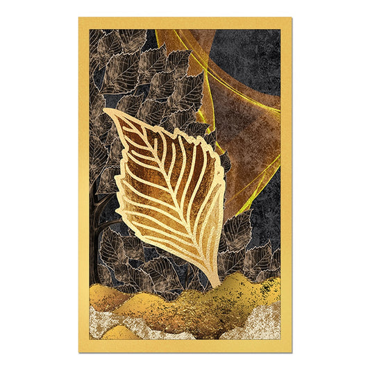 DEKORSTATION Abstract Golden Leaf Canvas Wall Painting | Modern Botanical Wall Art in Gold & Black for Living Room | Bedroom | Office | Drawing room