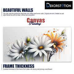 legant White and Orange Daisy Canvas Art for Modern Décor