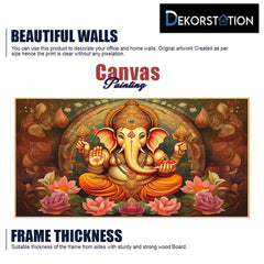 Divine Lord ganesh with lotus Canvas Wall Painting |Size:12x24 Inch