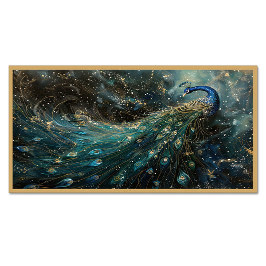 DEKORSTATION-Luxury-Blue-Peacock-Canvas-Wall-Painting-|-Elegant-Abstract-Bird-Art-with-Gold-Accents-Vastu-Painting-for-Living-Room,-Bedroom-&-Home-Decor
