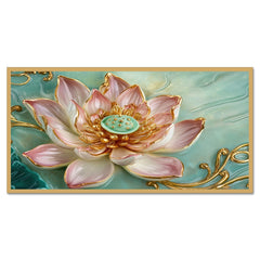 DEKORSTATION-Premium-Lotus-Flower-Canvas-Wall-Painting-|-Elegant-Gold-Pink-Floral-Wall-Art-Decor-for-Living-Room,-Bedroom,-Puja-Room-&-Luxury-Home-Interior