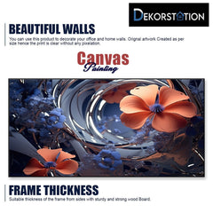 Blue and orange 3d bunch flower Canvas painting beautifull for Bedroom