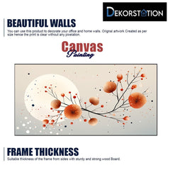 An Abstract Illustration Of A Branch With Red Flowers Canvas Wall Painting