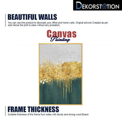 DEKORSTATION Abstract Gold Skyline Canvas Painting with Drip Effect | Modern Wall Art for Living Room Bedroom Office | Luxury Home Decor India