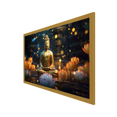 DEKORSTATION Vastu Golden Buddha Canvas Wall Painting for Peace, Positivity & Prosperity | Spiritual Wall Art For Living Room | Bedroom | Office | Drawing room