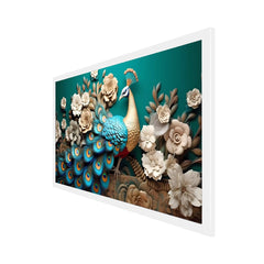 DEKORSTATION Vastu Peacock Canvas Wall Painting for Positive Energy & Prosperity | Royal Floral Wall Art for Living Room | Bedroom | Office | Drawing room