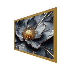 DEKORSTATION Luxury Black & Gold Floral Canvas Wall Painting | Modern Abstract Flower Wall Art Decor For Living Room | Bedroom | Office | Drawing room