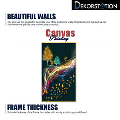 DEKORSTATION Luxury Abstract Deer & Golden Birds Canvas Wall Painting | Modern Nature Landscape Wall Art Decor For Living Room | Bedroom | Office | Drawing room