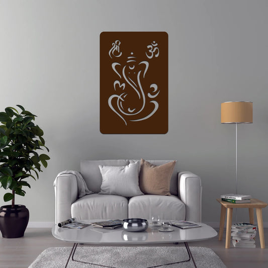 Laser Cut Lord Ganesha Wooden Brown Decorative LED Backlit for Home and Office Décor