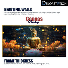 DEKORSTATION Vastu Golden Buddha Canvas Wall Painting for Peace, Positivity & Prosperity | Spiritual Wall Art For Living Room | Bedroom | Office | Drawing room
