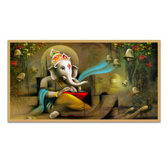 Beautiful Divine Ganesha Canvas Floating Frame Canvas Painting