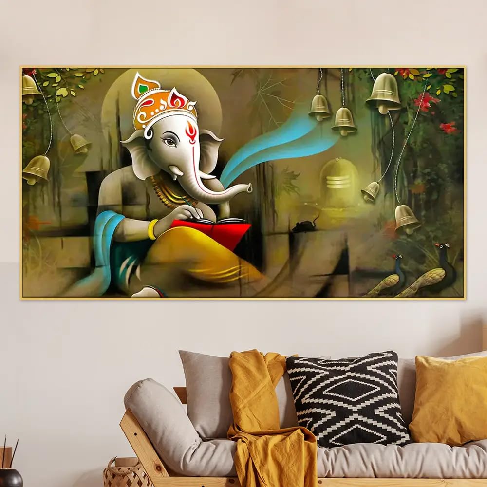 Beautiful Divine Ganesha Canvas Floating Frame Canvas Painting