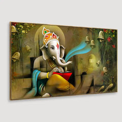 Beautiful Divine Ganesha Canvas Floating Frame Canvas Painting