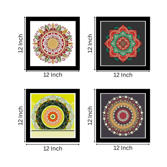 Set of 4 Mandala Rangoli Modern Art Wall Decor Premium Wall Frame Paintings