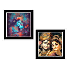Radha Krishna Religious Art Print Set of 2 Frame