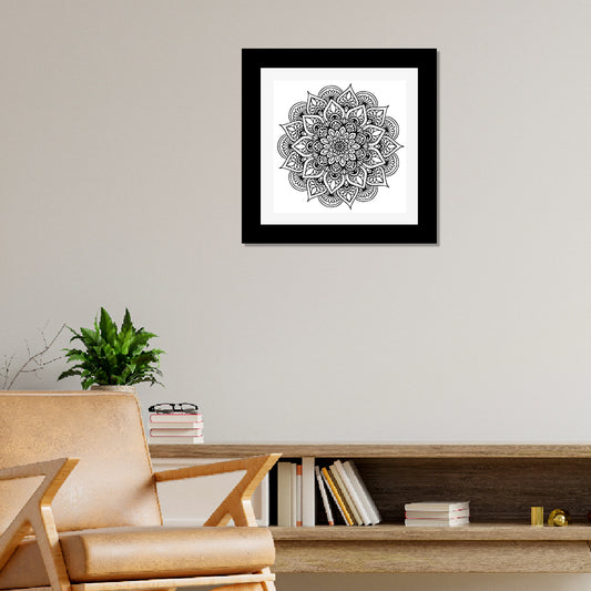 Mandala Art Wall Painting Frame For Living Room, Bedroom, Office, Home Decoration Item/Frames For Wall Decor (12 Inch x 12 Inch, Black)