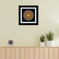 Mandala Art Framed Wall Painting for Bedroom, Living Room, Office, Home Decoration (12 x 12 Inch Multicolor)