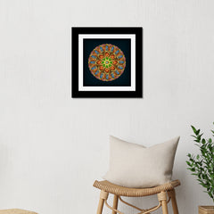 Mandala Art Framed Wall Painting for Bedroom, Living Room, Office, Home Decoration (12 x 12 Inch Multicolor)