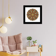 Multicolor Mandala Wall Art Frame Painting/Poster for Bedroom, Living Room, Office, Home Decoration (12 Inch x 12 Inch)