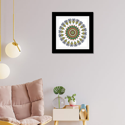 Modern Art Wall Painting/Poster for Home Wall Decor | Mandala Wall Art Print Painting with Frame for Living Room, Bedroom, Office, Home Decoration | 12 x 12 Inch | Multicolor