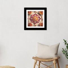 Colorful Rangoli Design Mandala Framed Print/Painting for Home and Office Décor | 12x12 Inch Multicolor Frame Poster for Bedroom, Living Room, Office, Home Decoration