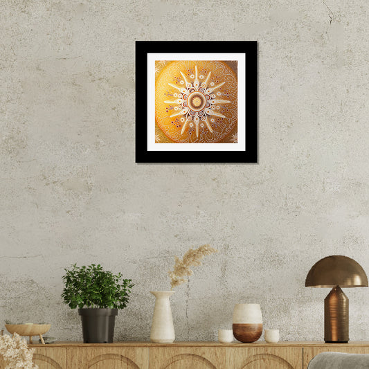 Beautiful Gold White Mandala Artwork Art Design Framed Wall Print