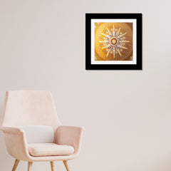 Beautiful Gold White Mandala Artwork Art Design Framed Wall Print/Poster/Painting for Bedroom, Living Room, Office, Home Decoration (12 x 12 Inch)