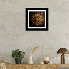 Beautiful Gold Mandala Art Print Square Framed Wall Frame Painting/Poster for Bedroom, Living Room, Office, Home Decoration |12 x 12 Inch | Gold