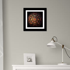 Beautiful Multicolor Rangoli Design Mandala Art Print Square Wall Frame